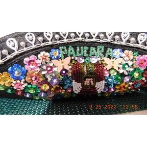 Vintage “Sombreros PAUCARA Calidad” black velvet multicolored size 7
